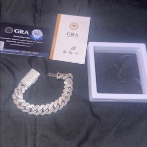 Luxury 15mm 7in iced out mossinate 925 Silver cubin link Bracelet chain